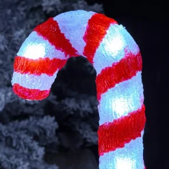 Lot de 5 piquets de jardin lumineux 50 LED (H35 cm) Sucre d'orge Blanc froid