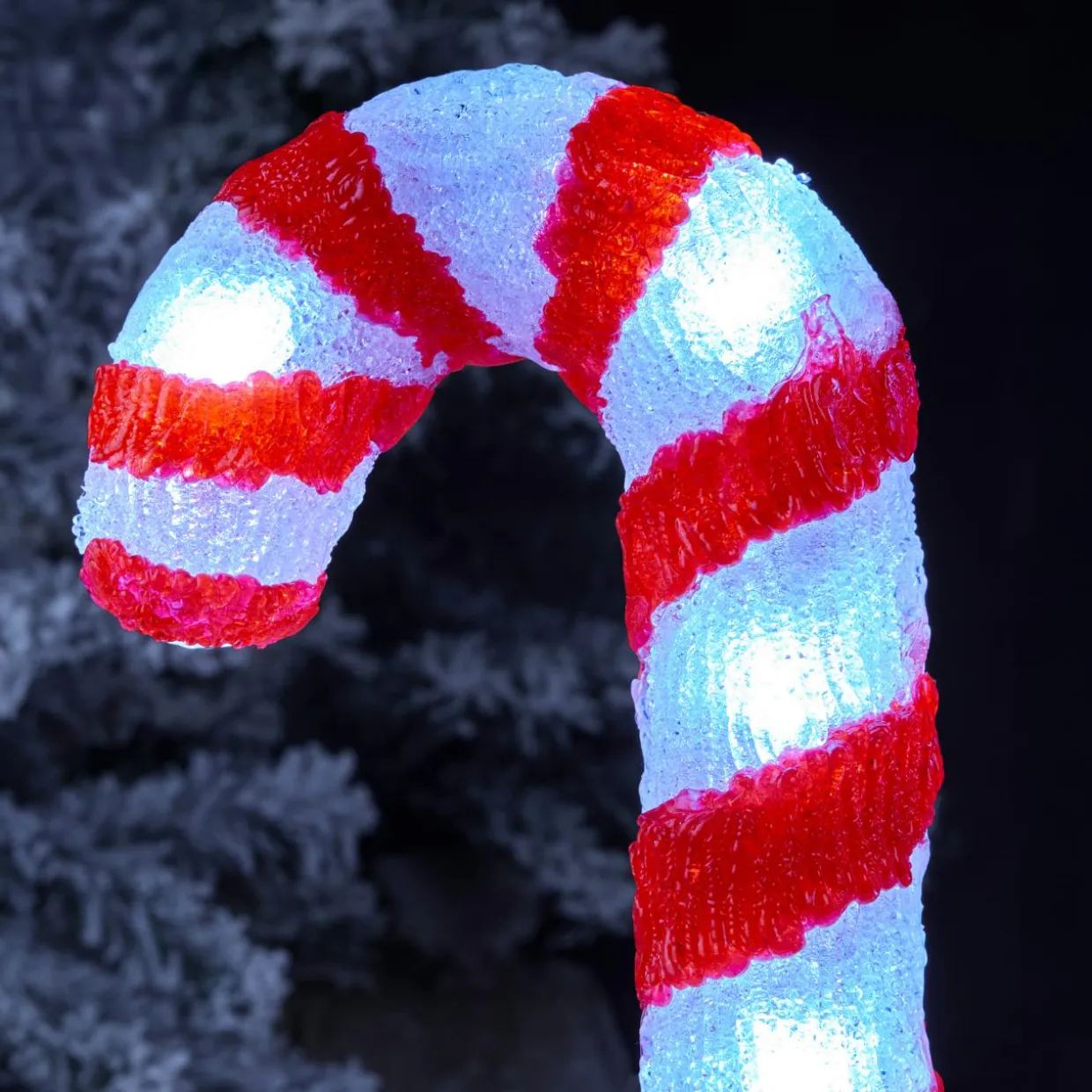 Lot de 5 piquets de jardin lumineux 50 LED (H35 cm) Sucre d'orge Blanc froid