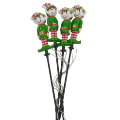 Lot de 4 piquets de jardin solaire (H40 cm) Lutin farceur lumineux Blanc chaud