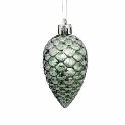 Lot de 4 pommes de pin à suspendre (H7 cm) Cônes Vert