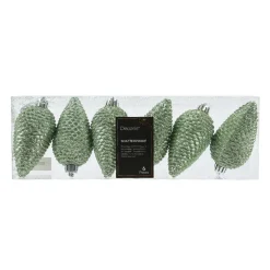 Lot de 6 pommes de pin à suspendre (H8 cm) Alpine Vert Matcha