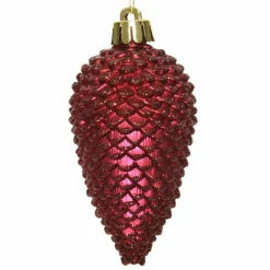 Lot de 6 pommes de pin à suspendre (H8 cm) Alpine Bordeaux