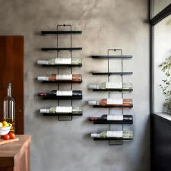 Lot de 2 porte-bouteilles muraux métal 12 emplacements (H139 cm) Léo Noir