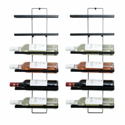 Lot de 2 porte-bouteilles muraux métal 12 emplacements (H139 cm) Léo Noir