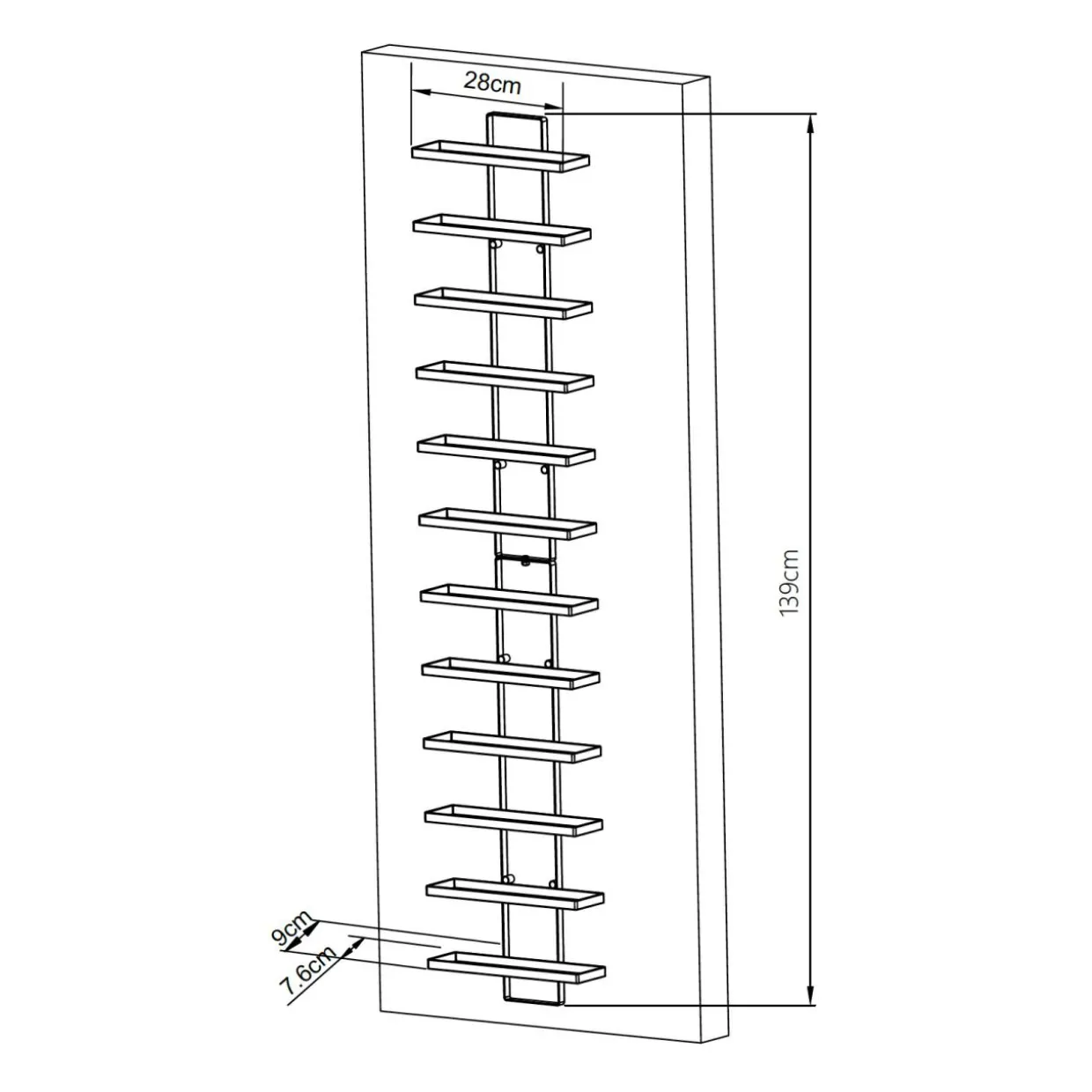 Lot de 2 porte-bouteilles muraux métal 12 emplacements (H139 cm) Léo Noir