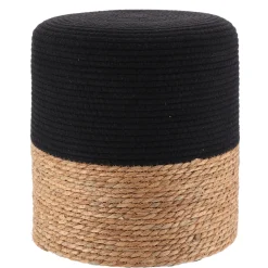 Lot de 2 poufs en bois et coton (H36 cm) Ibiza Noir