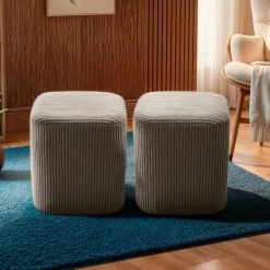 Lot de 2 poufs en velours (H38 cm) Shan Taupe