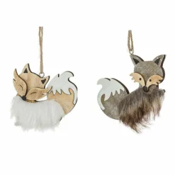Lot de 2 Renards de Noël à suspendre (H10 cm) Chipeur Naturel
