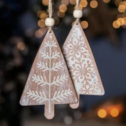 Lot de 2 sapins à suspendre (H11 cm) Moïna Rose