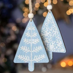 Lot de 2 sapins à suspendre (H11 cm) Moïna Bleu