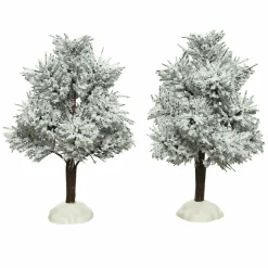 Lot de 2 sapins enneigés (H14 cm) pour aménager un village
