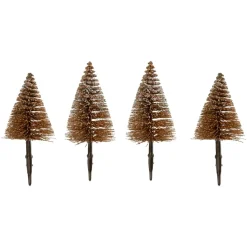 Lot de 4 sapins sur pince (H15 cm) Forêt enchantée Marron