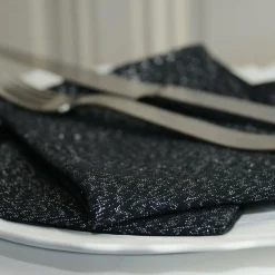 Lot de 3 serviettes coton (40 x 40 cm) Etincelle Noires