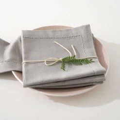 Lot de 4 serviettes coton (40 x 40 cm) Chambray Gris clair