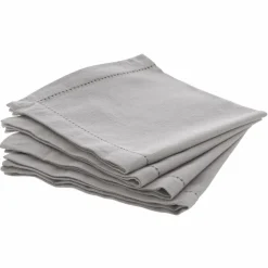 Lot de 4 serviettes coton (40 x 40 cm) Chambray Gris clair