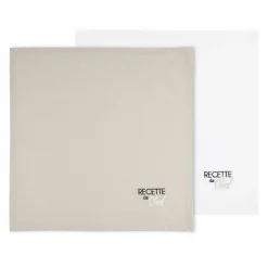Lot de 2 serviettes coton (40 x 40 cm) Duo Beiges