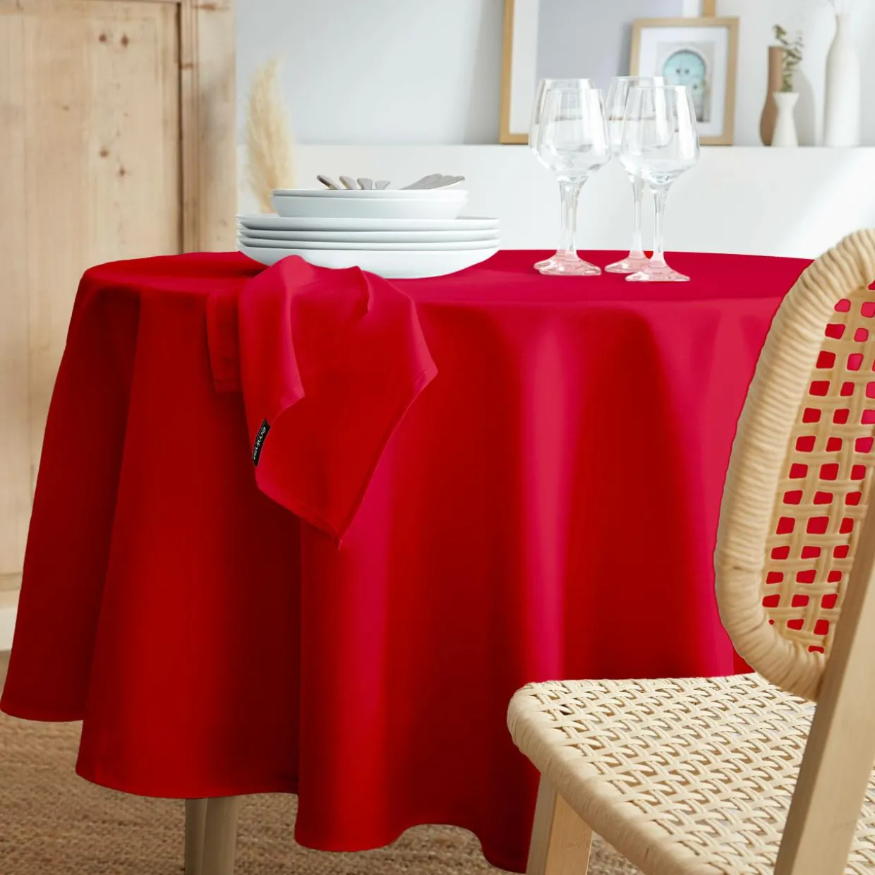 Lot de 3 serviettes de table polyester (40 x 40 cm) Elise Rouges