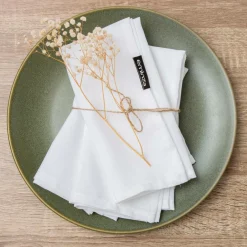 Lot de 3 serviettes de table polyester (40 x 40 cm) Elise Blanches