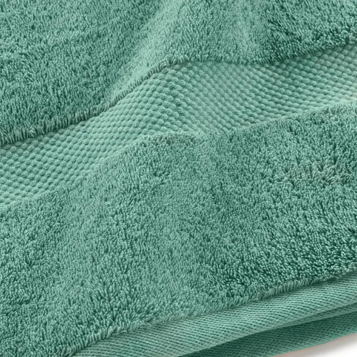 Lot de 4 serviettes de toilette coton (70 x 130 cm) Elegance Vert céladon