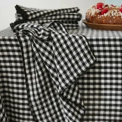 Lot de 3 serviettes gaze de coton (40 x 40 cm) Gaïa vichy Noire