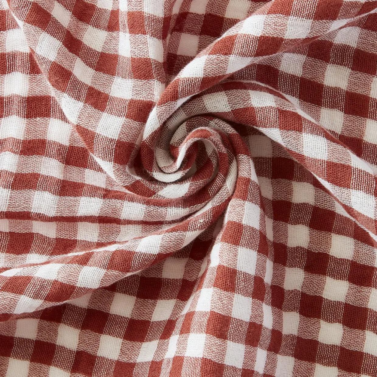 Lot de 3 serviettes gaze de coton (40 x 40 cm) Gaïa vichy Terracotta