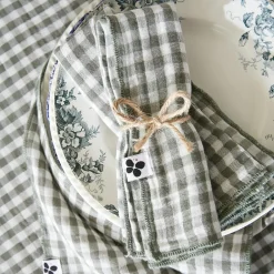 Lot de 3 serviettes gaze de coton (40 x 40 cm) Gaïa vichy Vert romarin