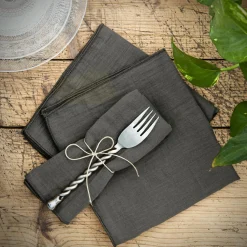 Lot de 3 serviettes gaze de coton (40 x 40 cm) Gaïa Gris granit