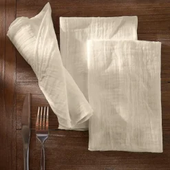 Lot de 3 serviettes gaze de coton (40 x 40 cm) Gaïa Beige pampa