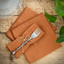 Lot de 3 serviettes gaze de coton (40 x 40 cm) Gaïa Abricot