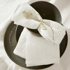 Lot de 3 serviettes lin lavé (40 x 40 cm) Louise Blanches