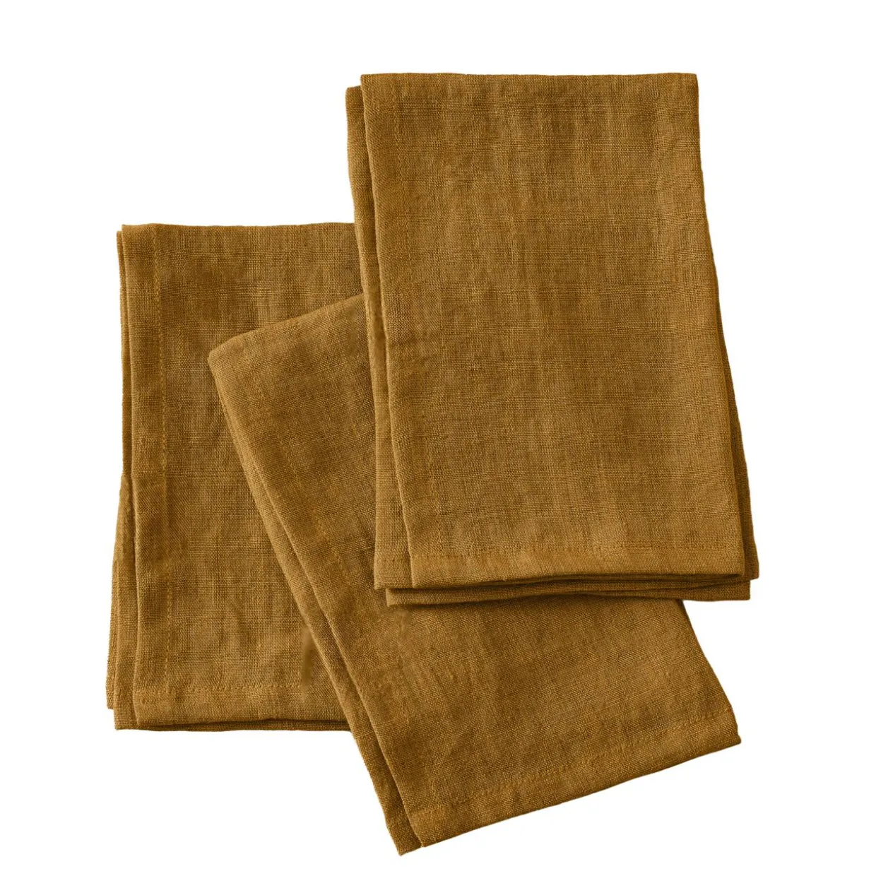 Lot de 3 serviettes lin lavé (40 x 40 cm) Louise Caramel