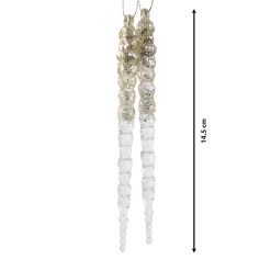 Lot de 2 stalactites à suspendre (H14 cm) Glace Transparent doré