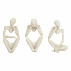 Lot de 3 statues contemporaines (H22 cm) Dolo Blanc