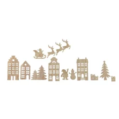 Lot de 13 stickers de Noël pour fenêtre en bois Réveillon de Noël