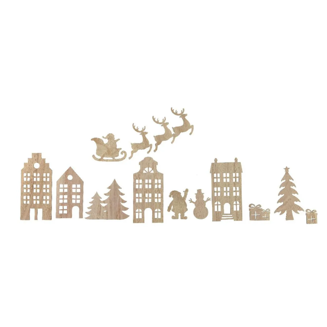 Lot de 13 stickers de Noël pour fenêtre en bois Réveillon de Noël