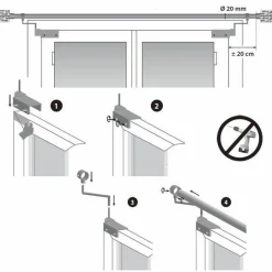 Lot de 2 supports Fix'vit (L180 - D20 mm) Argent