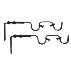 Lot de 2 supports tringles doubles extensibles (L165 - L190 / D20 mm) Jim gouttière Noir mat