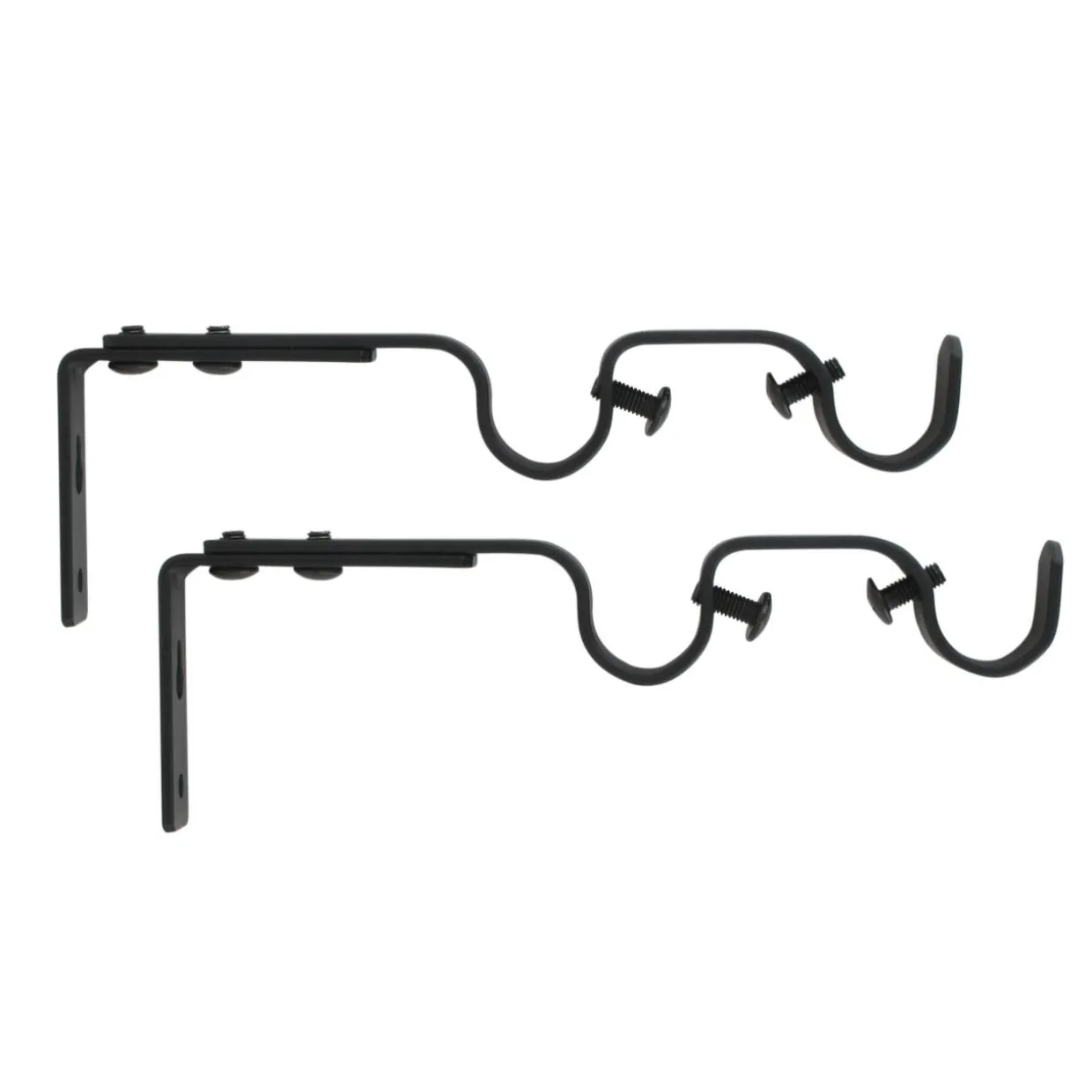 Lot de 2 supports tringles doubles extensibles (L165 - L190 / D20 mm) Jim gouttière Noir mat