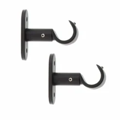 Lot de 2 supports tringles fixes (L50 / D20 mm) Jim gouttière Noir mat