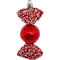 Lot de 4 suspensions de Noël (H10 cm) Bonbons délice Rouge