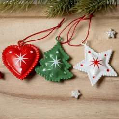 Lot de 12 suspensions de Noël en métal (H4,5 cm) Méribel Colorées