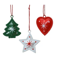 Lot de 12 suspensions de Noël en métal (H4,5 cm) Méribel Colorées