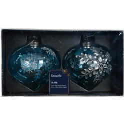 Lot de 2 suspensions de Noël en verre (D100 mm) Éclat de Noël Bleu ciel