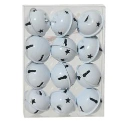 Lot de 12 suspensions de Noël en métal (D3 cm) Clochettes d'hiver Blanc
