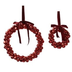 Lot de 2 suspensions en métal (D25 cm) Couronne et Velours Rouge