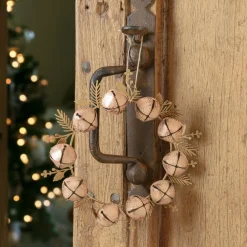 Lot de 2 suspensions en métal (D19 cm) Couronne de clochettes Rose et or