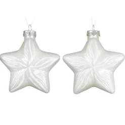 Lot de 2 suspensions en verre (H10 cm) Étoiles Céleste Blanc