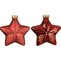 Lot de 2 suspensions en verre (H10 cm) Étoiles Céleste Rouge