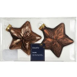 Lot de 2 suspensions en verre (H10 cm) Étoiles Céleste Brun café