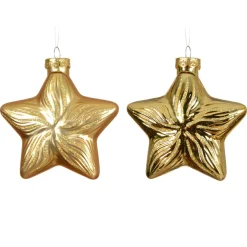 Lot de 2 suspensions en verre (H10 cm) Étoiles Céleste Or